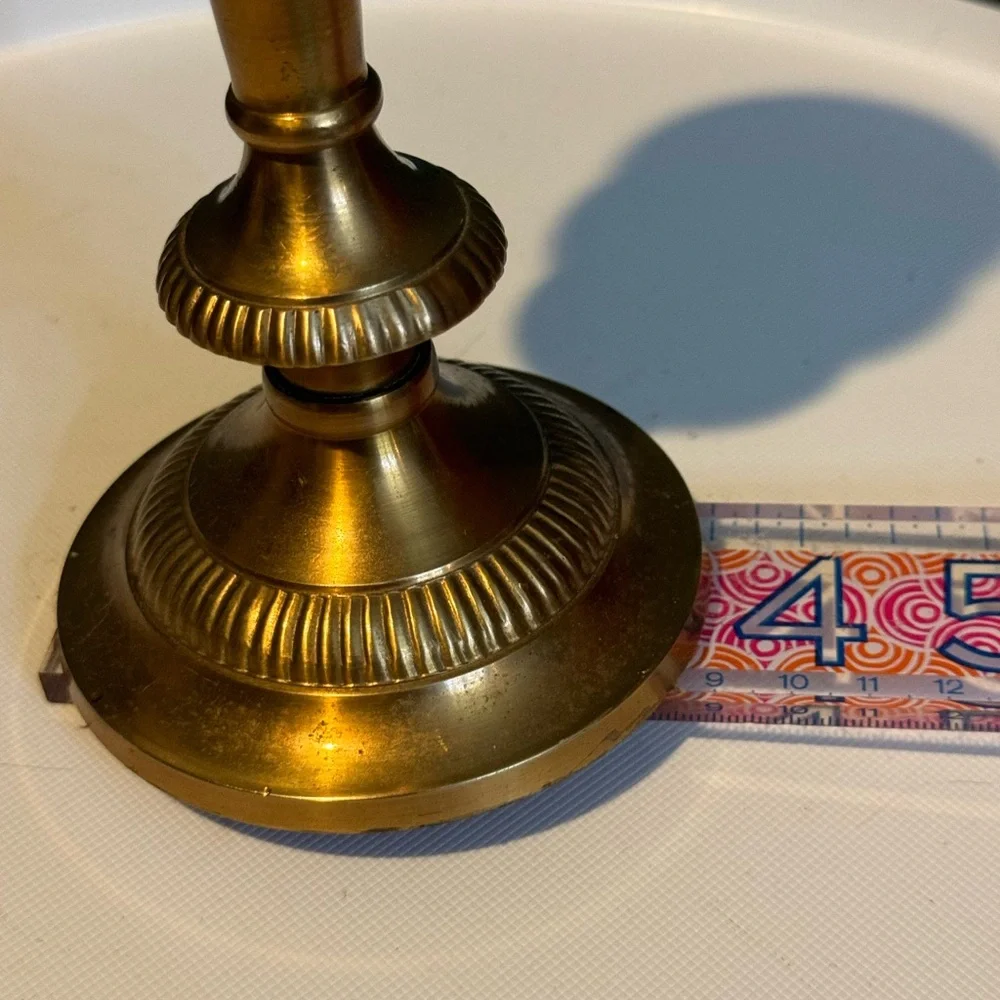 Vintage heavy brass candle holder with clips for shade